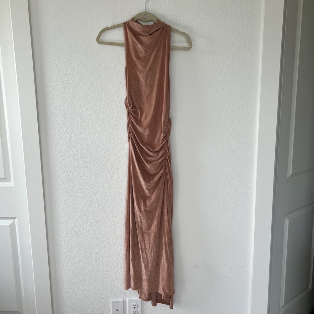 ALC Inez Faux Suede Midi Dress in Brown NWT